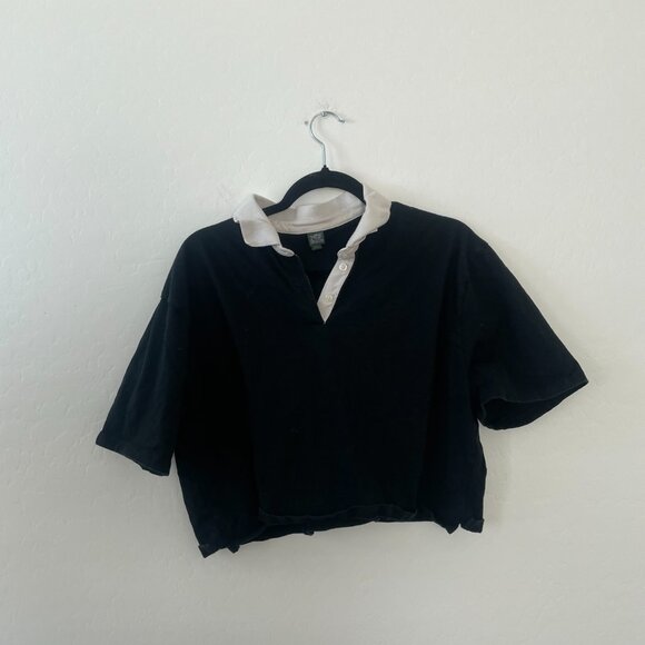 ⭐️ Crop Cropped Rugby Colorblock Hipster Hippie Artsy Boho Bohemian Top Blouse - Picture 5 of 5